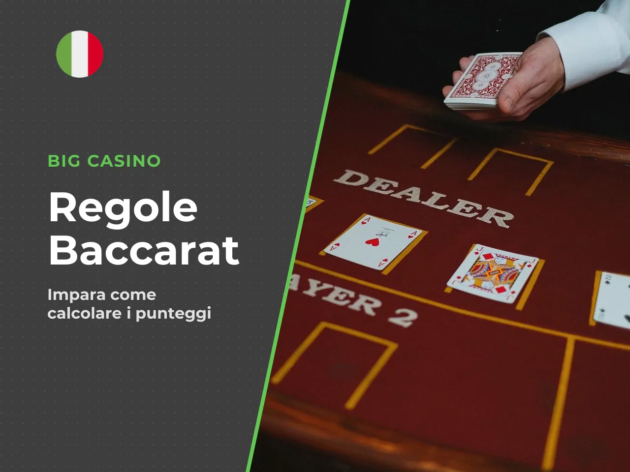Se la somma delle carte supera 9, si considera solo la cifra dell'unità. Ad esempio: 7 + 8 = 15 → il punteggio è **5**. Un 10 e un Re danno 0 + 0 = **0**, il punteggio più basso, che in gergo prende i