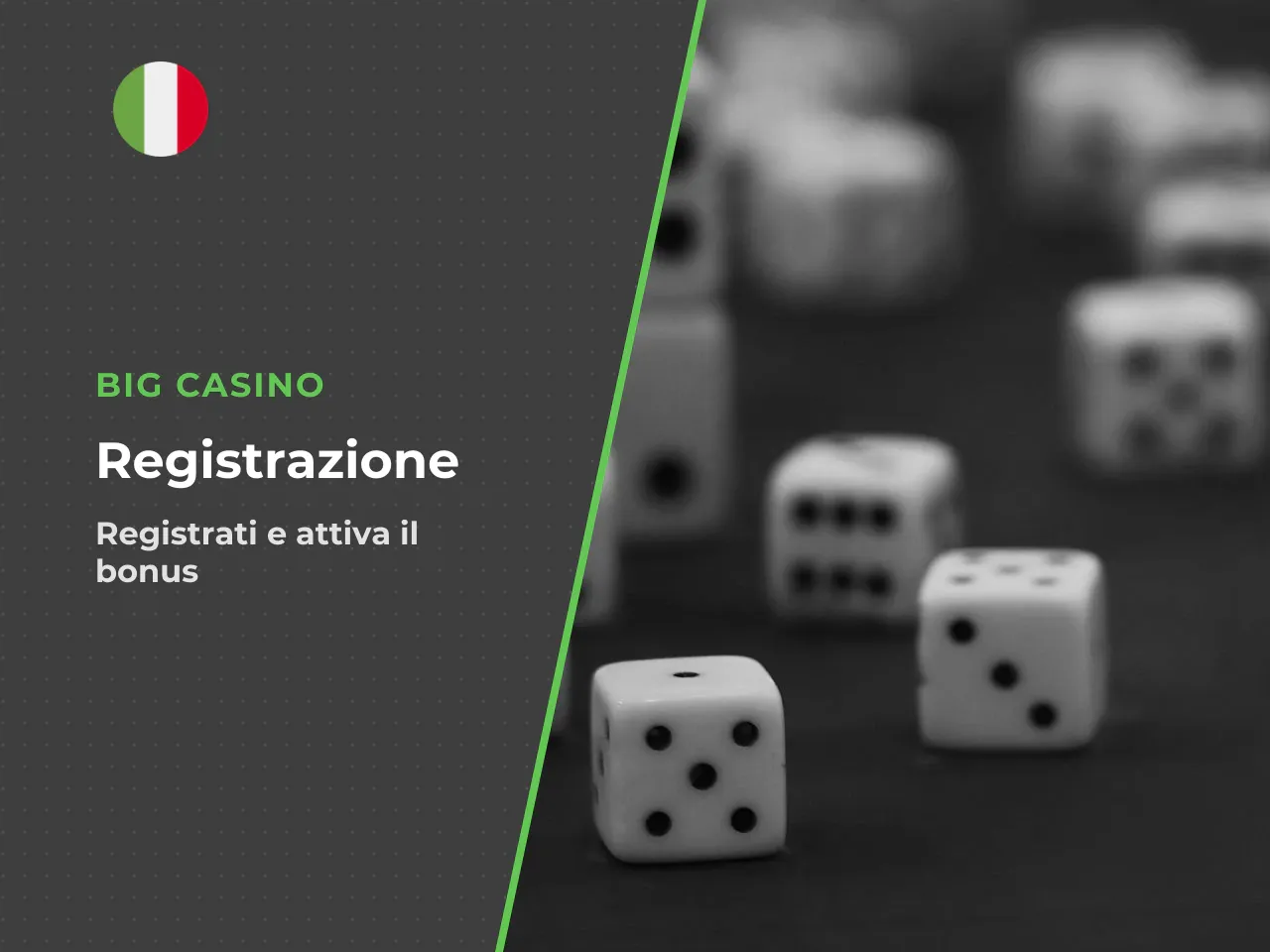 Registrazione del conto e attivazione del bonus. La creazione dell'account su BIG Casino richiede l'inserimento di dati personali reali, del codice fiscale e l'invio di un documento di identità valido