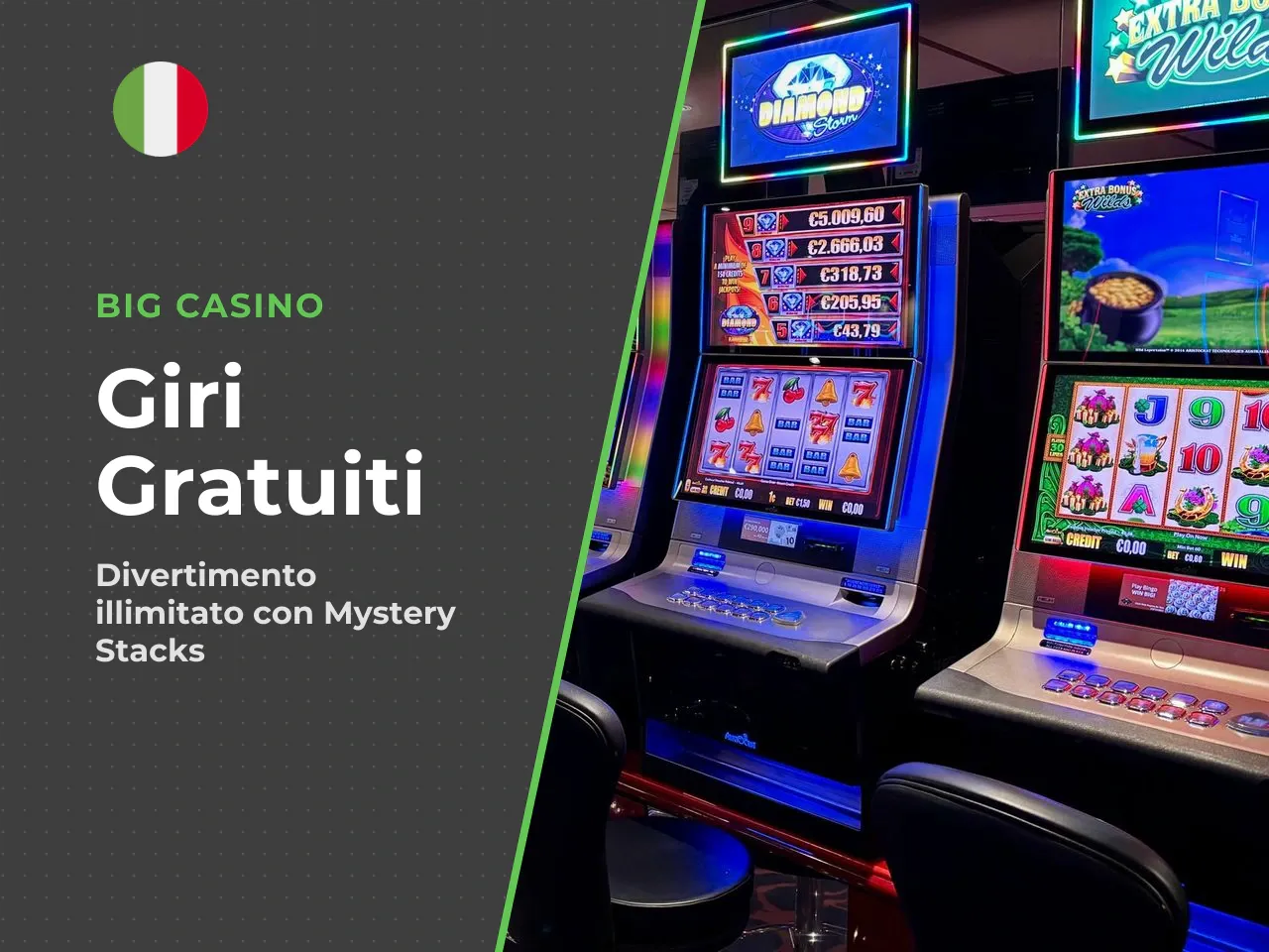 Il numero dei giri gratuiti è **virtualmente illimitato**: proseguono finché almeno una pila di Mystery Stacks rimane visibile sui rulli. Nuove pile possono comparire durante il round, estendendo la d