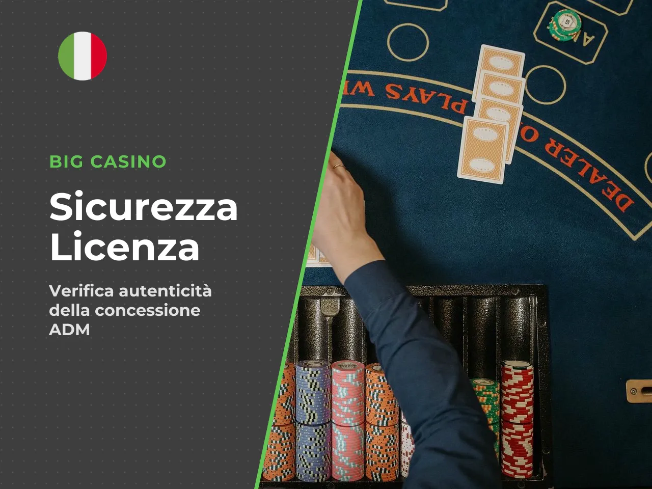 **Come verificare una licenza ADM.** Il numero di concessione si trova nel footer del sito del casinò, nel formato **GAD** seguito da 5 cifre. Per confermare l'autenticità, è possibile consultare dire