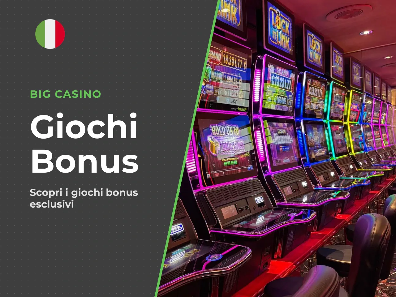 Su quali giochi si usa il bonus: slot, slot machine e altri giochi. Il big bonus casino di BIG Casino era limitato all'uso esclusivo sulle **Slot Rosa** del provider **Capecod Gaming**. Per tutti gli